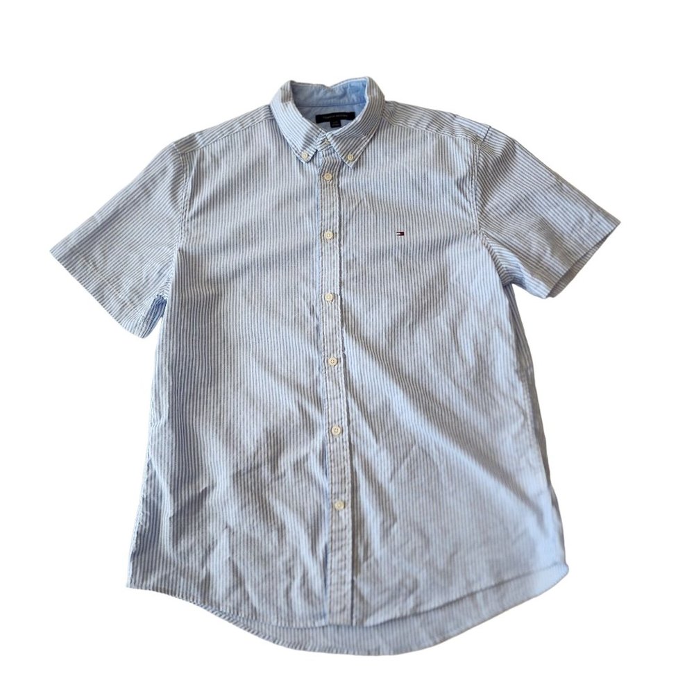 Tommy Hilfiger Pin Stripe Blue & White Button Shirt Size L